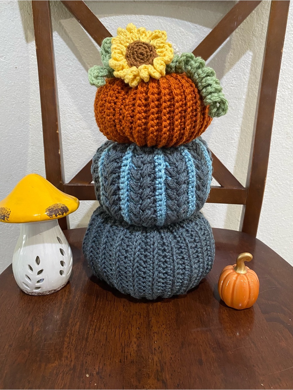 Handmade Fall Crochet Pumpkin Stack